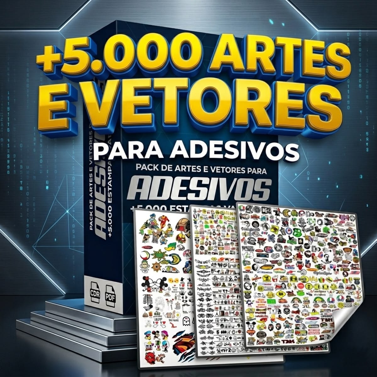 Pacote 5 Mil Artes e Vetores para Adesivos
