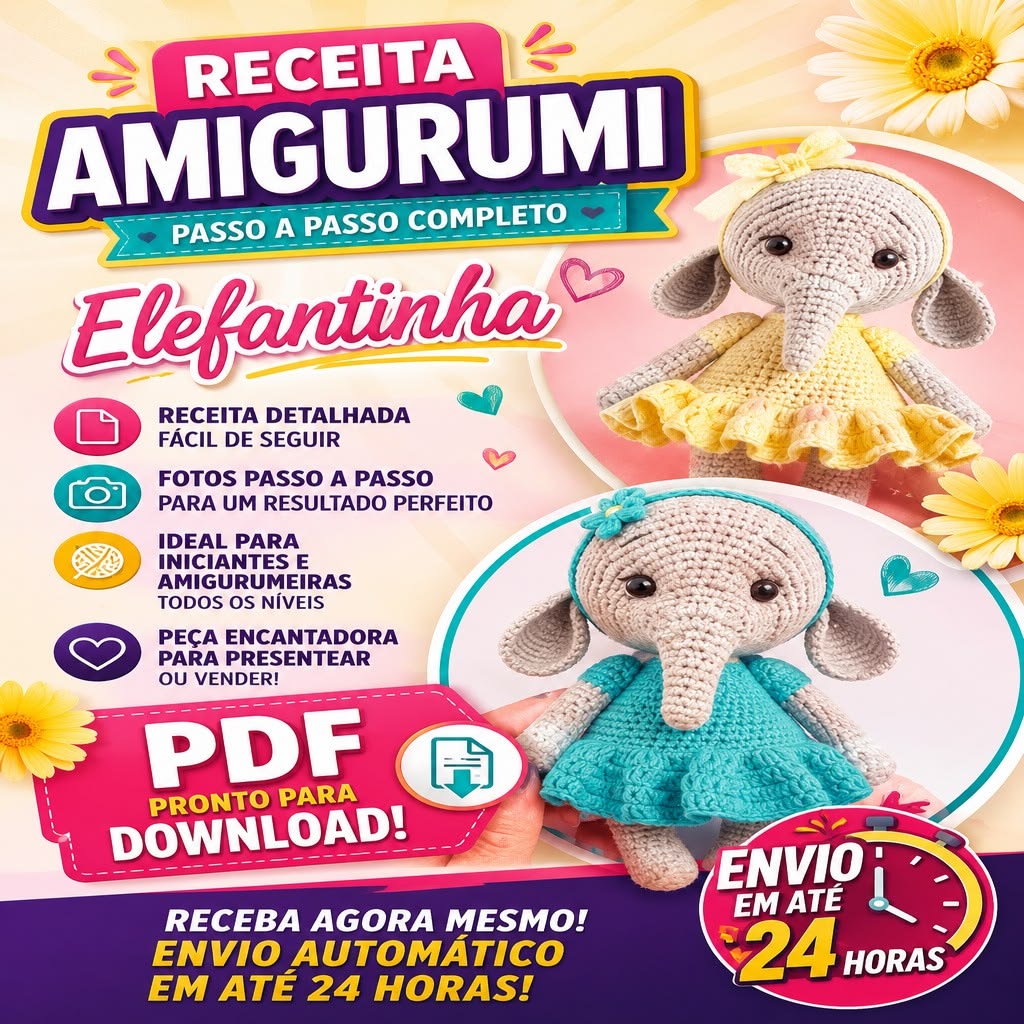 Receita Amigurumi de Elefantinha