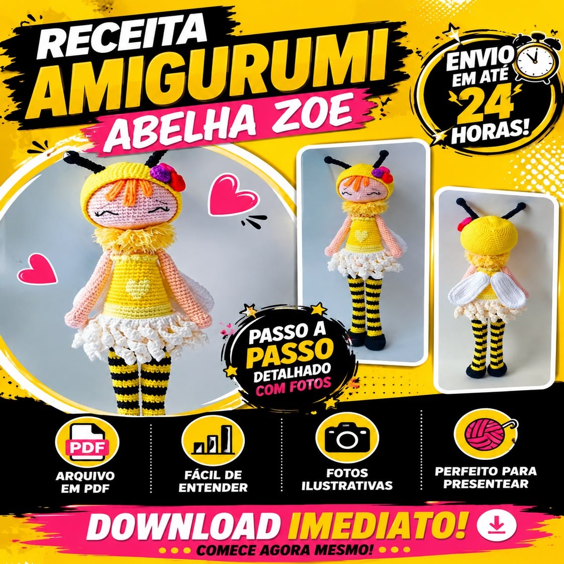 Receita Amigurumi para Zoe Abelha