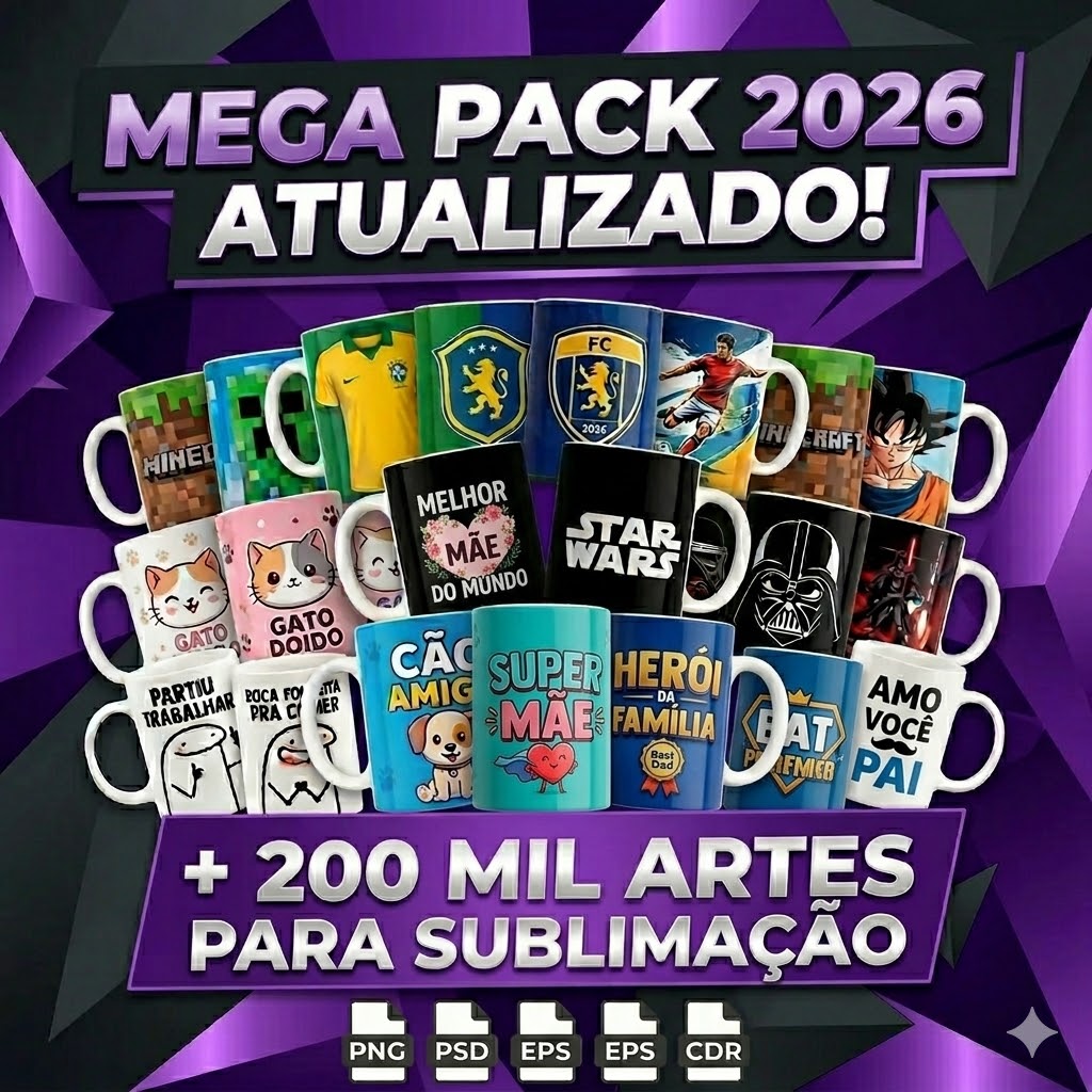 Pack de sublimação Para canecas e camisas Artes prontas para imprimir